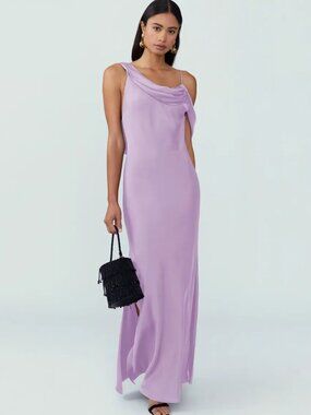 Fame & Partners Francois Dress - Lilac - Cowl Neck Asymmetrical shoulders